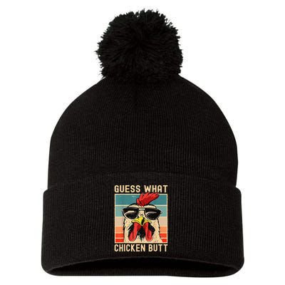 Funny Chicken Meme Guess What Chicken Butt Pom Pom 12in Knit Beanie