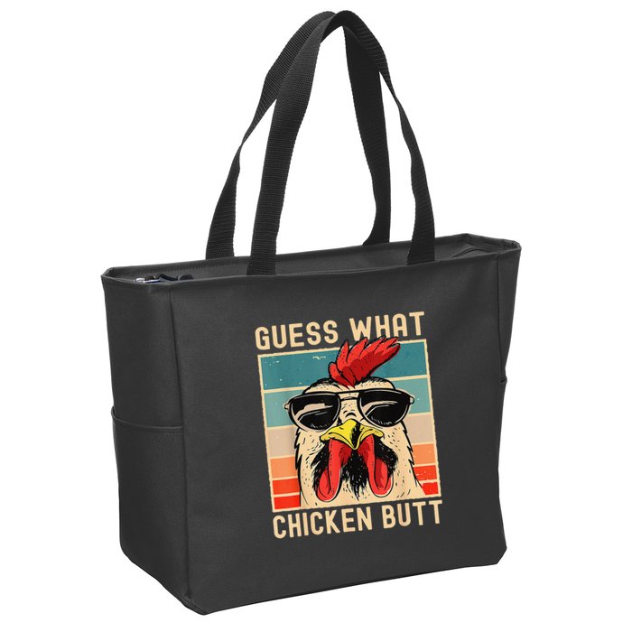 Funny Chicken Meme Guess What Chicken Butt Zip Tote Bag