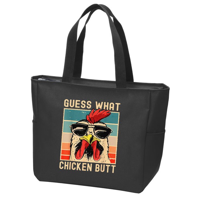 Funny Chicken Meme Guess What Chicken Butt Zip Tote Bag