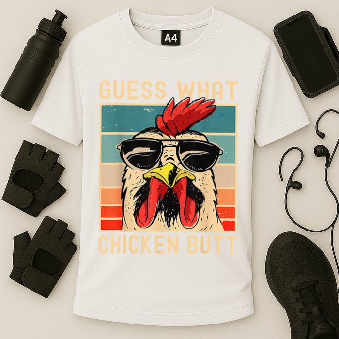Funny Chicken Meme Guess What Chicken Butt Performance Shirt