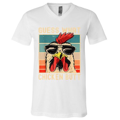 Funny Chicken Meme Guess What Chicken Butt V-Neck T-Shirt