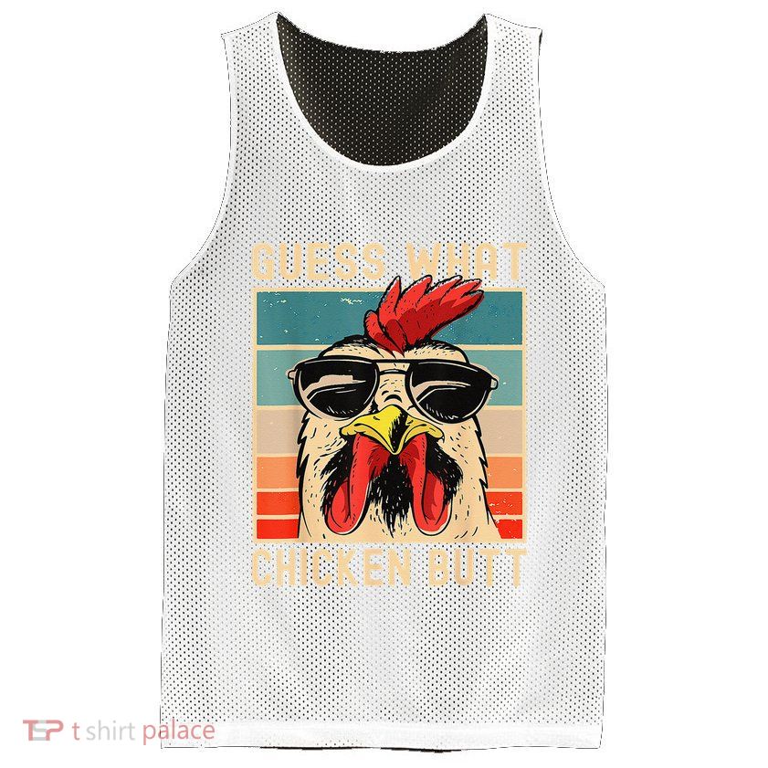 Funny Chicken Meme Guess What Chicken Butt Mesh Reversible Basketball Jersey Tank