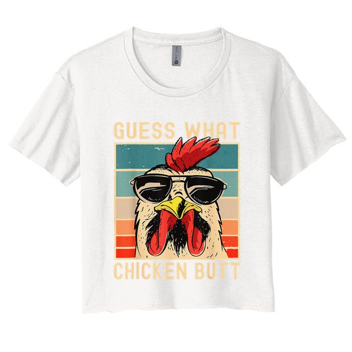 Funny Chicken Meme Guess What Chicken Butt Crop Top
