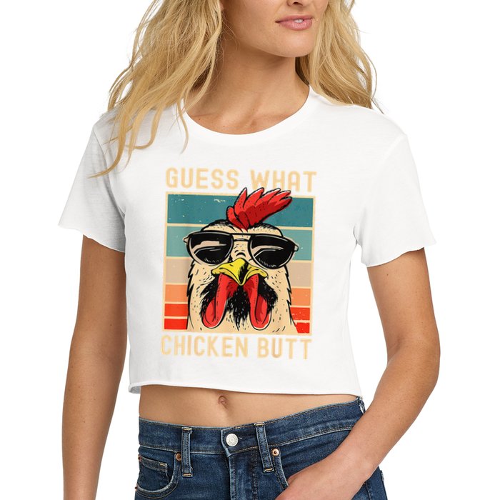 Funny Chicken Meme Guess What Chicken Butt Crop Top