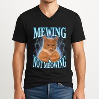 Funny Cat Meme With Meowing Looksmax Meowing Cat V-Neck T-Shirt