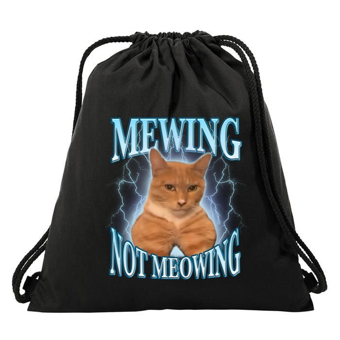 Funny Cat Meme With Meowing Looksmax Meowing Cat Drawstring Bag