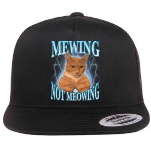 Funny Cat Meme With Meowing Looksmax Meowing Cat Flat Bill Trucker Hat