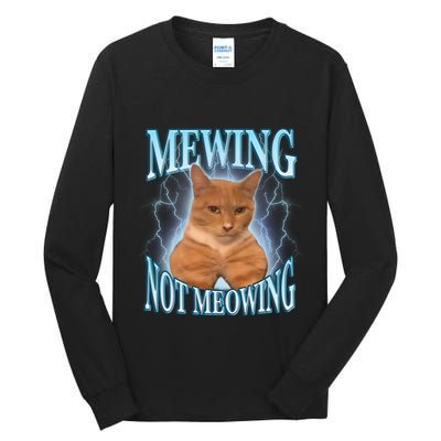 Funny Cat Meme With Meowing Looksmax Meowing Cat Tall Long Sleeve T-Shirt