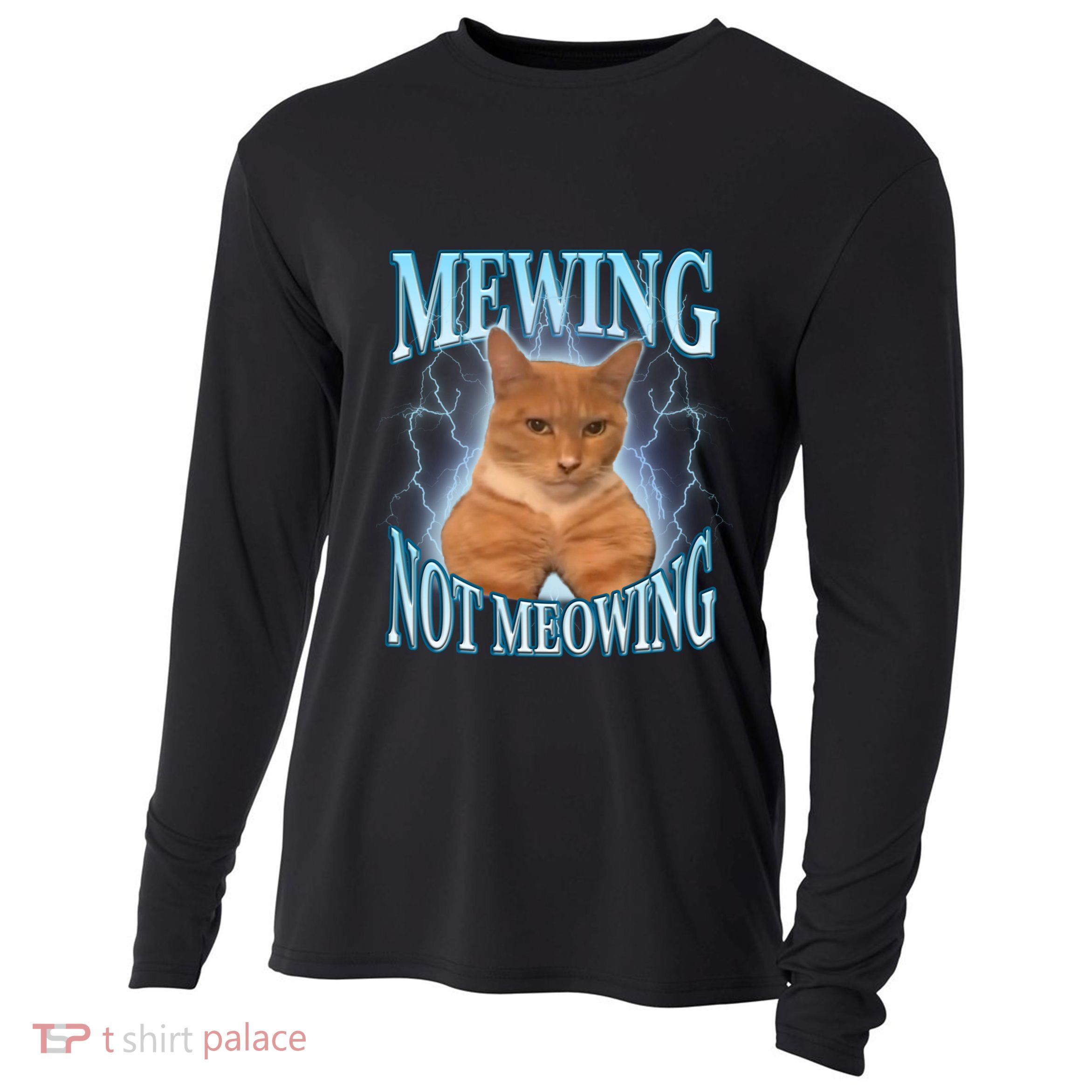 Funny Cat Meme With Meowing Looksmax Meowing Cat Cooling Performance Long Sleeve Crew