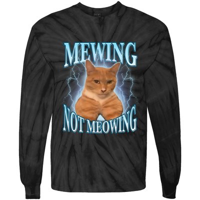 Funny Cat Meme With Meowing Looksmax Meowing Cat Tie-Dye Long Sleeve Shirt