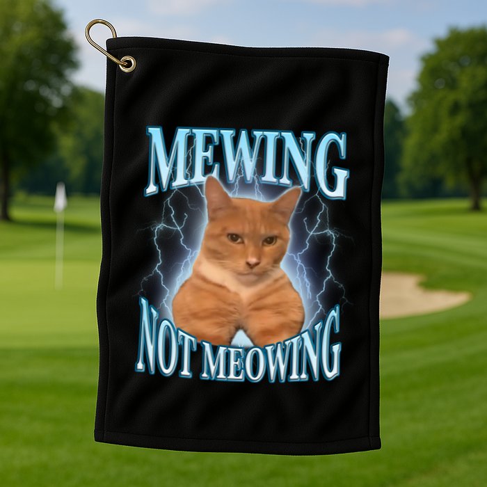 Funny Cat Meme With Meowing Looksmax Meowing Cat Golf Towel