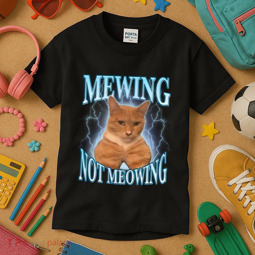 Funny Cat Meme With Meowing Looksmax Meowing Cat Kids T-Shirt