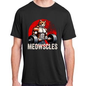 Funny Cat Meowscles Gym Weightlifting Cats Lovers Boy Adult ChromaSoft Performance T-Shirt