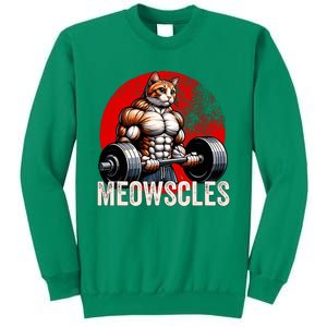 Funny Cat Meowscles Gym Weightlifting Cats Lovers Boy Sweatshirt