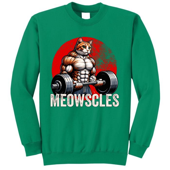 Funny Cat Meowscles Gym Weightlifting Cats Lovers Boy Sweatshirt