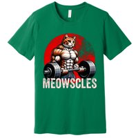 Funny Cat Meowscles Gym Weightlifting Cats Lovers Boy Premium T-Shirt