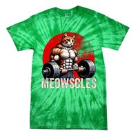 Funny Cat Meowscles Gym Weightlifting Cats Lovers Boy Tie-Dye T-Shirt