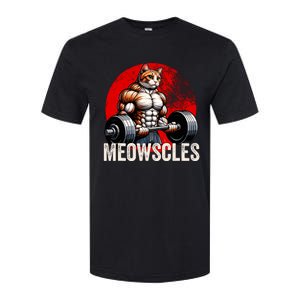 Funny Cat Meowscles Gym Weightlifting Cats Lovers Boy Softstyle CVC T-Shirt