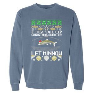 Funny Christmas Minnow Bait Fish Trap Angler Fishing Great Gift Garment-Dyed Sweatshirt