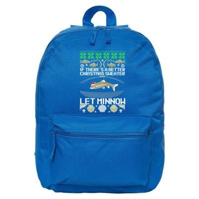 Funny Christmas Minnow Bait Fish Trap Angler Fishing Great Gift 16 in Basic Backpack