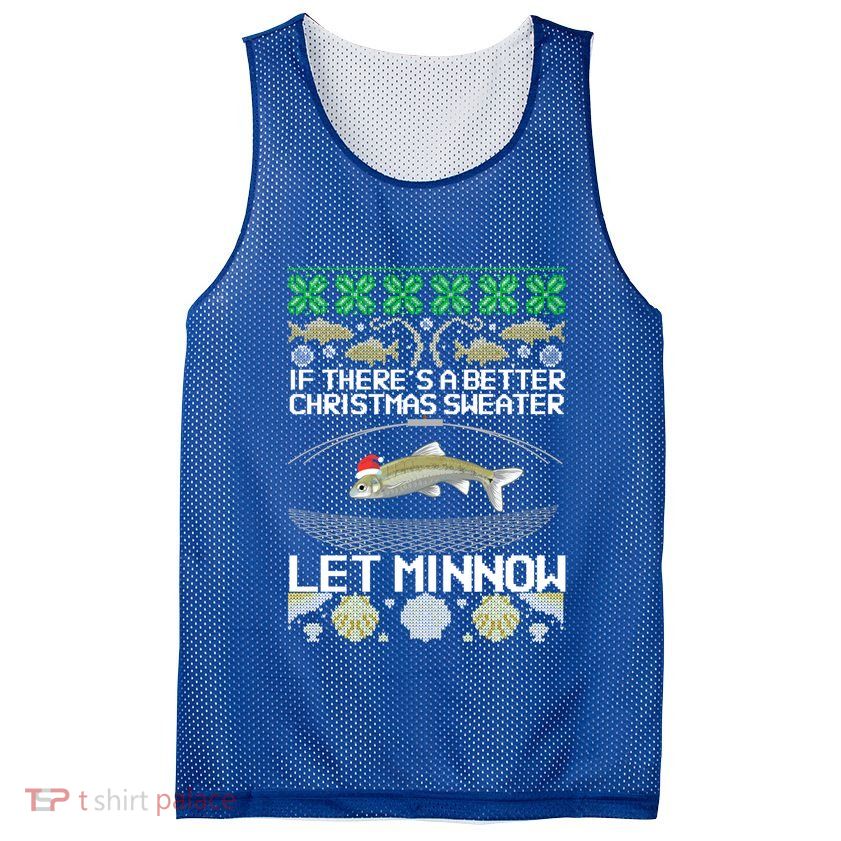 Funny Christmas Minnow Bait Fish Trap Angler Fishing Great Gift Mesh Reversible Basketball Jersey Tank