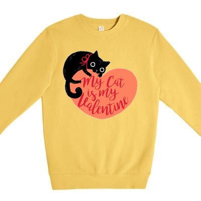 Funny Cute My Cat Is My Valentine Premium Crewneck Sweatshirt