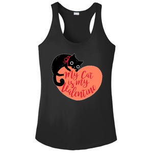 Funny Cute My Cat Is My Valentine Ladies PosiCharge Competitor Racerback Tank