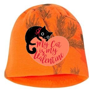 Funny Cute My Cat Is My Valentine Kati - Camo Knit Beanie