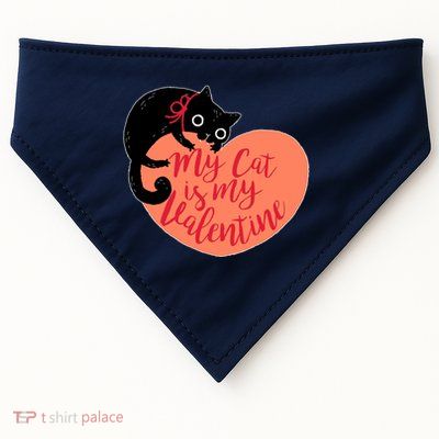 Funny Cute My Cat Is My Valentine USA-Made Doggie Bandana