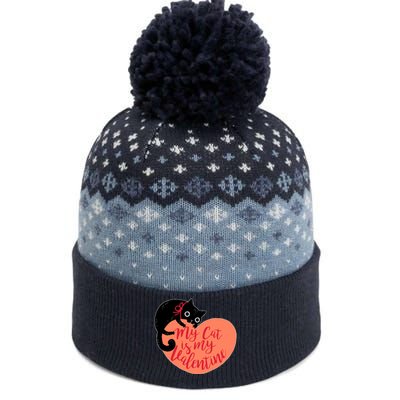 Funny Cute My Cat Is My Valentine The Baniff Cuffed Pom Beanie