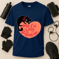 Funny Cute My Cat Is My Valentine Cooling Performance Crew T-Shirt
