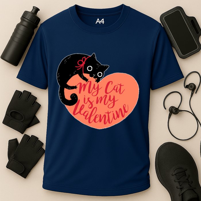 Funny Cute My Cat Is My Valentine Cooling Performance Crew T-Shirt