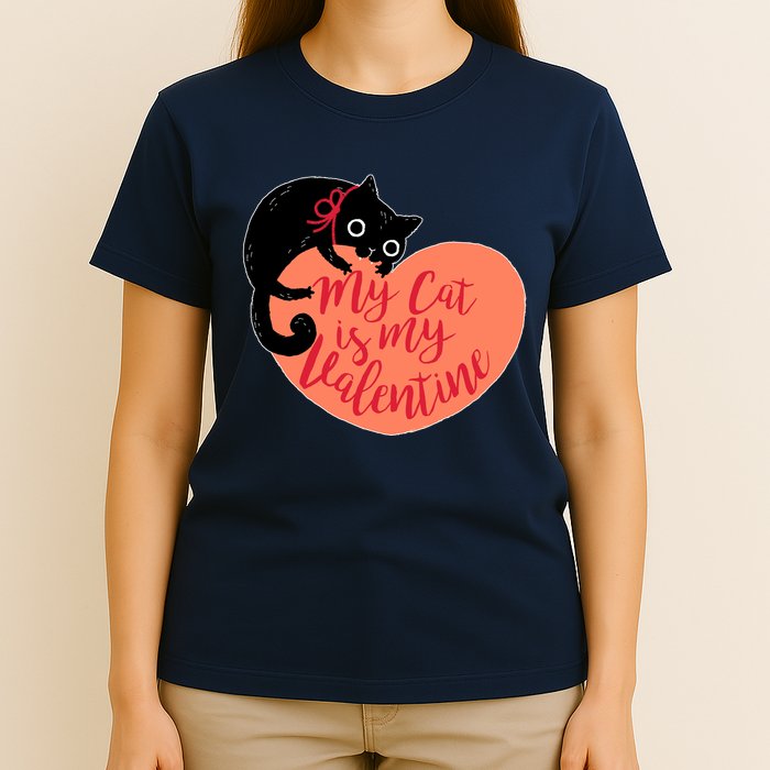 Funny Cute My Cat Is My Valentine T-Shirt
