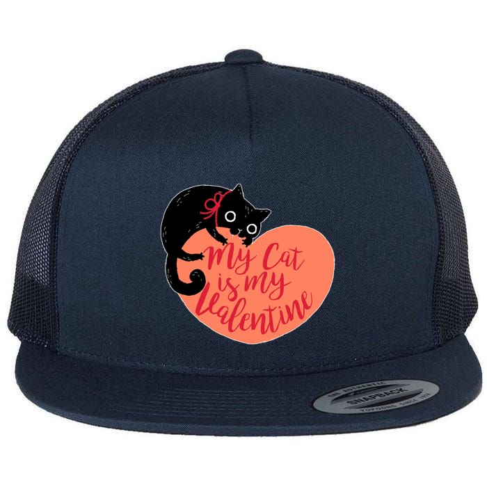 Funny Cute My Cat Is My Valentine Flatbill Hat