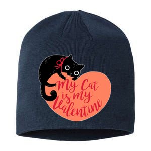 Funny Cute My Cat Is My Valentine Sustainable Beanie