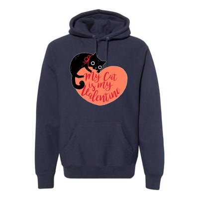 Funny Cute My Cat Is My Valentine Premium Hoodie