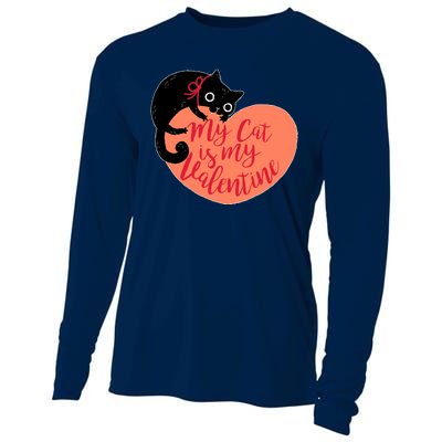 Funny Cute My Cat Is My Valentine Cooling Performance Long Sleeve Crew