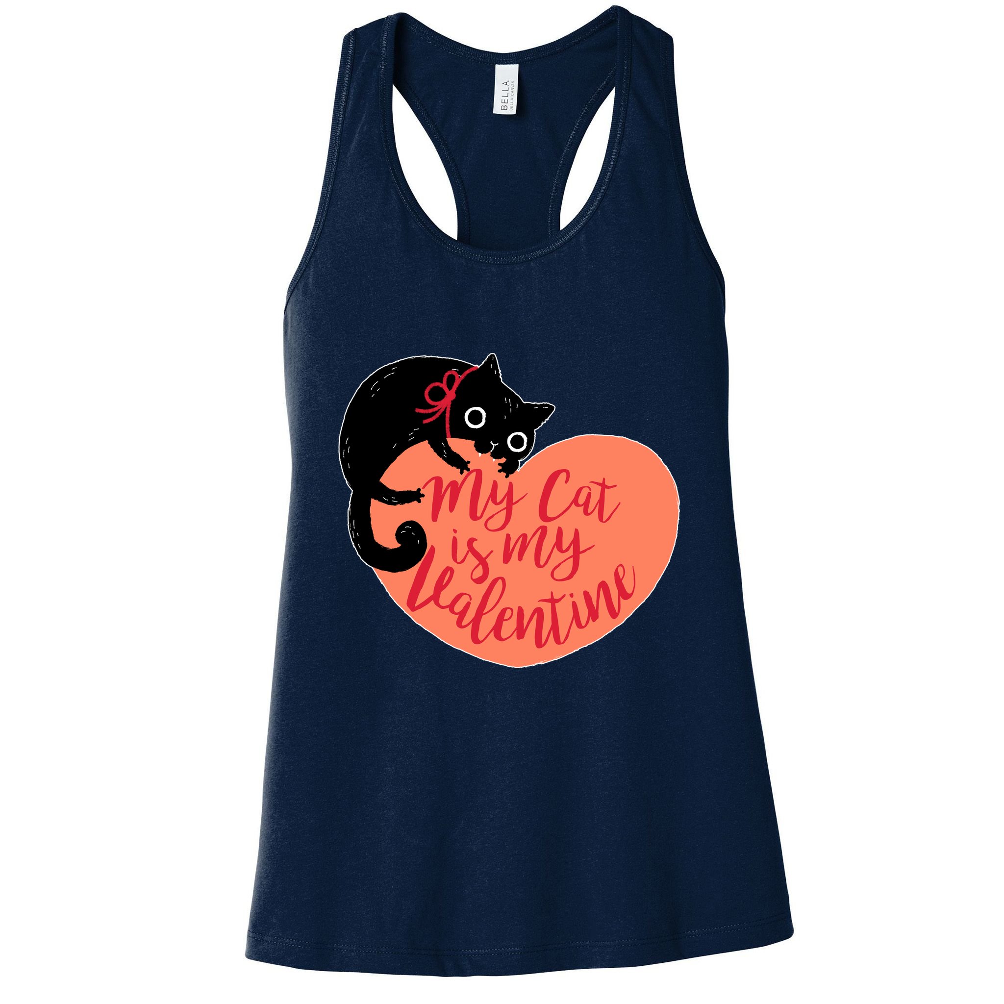 Funny Cute My Cat Is My Valentine Womens Tank Top