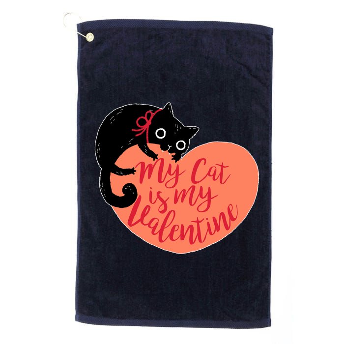 Funny Cute My Cat Is My Valentine Golf Towel