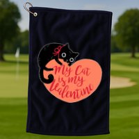 Funny Cute My Cat Is My Valentine Golf Towel