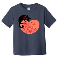 Funny Cute My Cat Is My Valentine Toddler T-Shirt