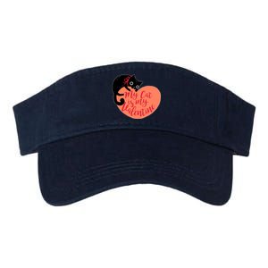 Funny Cute My Cat Is My Valentine Valucap Bio-Washed Visor