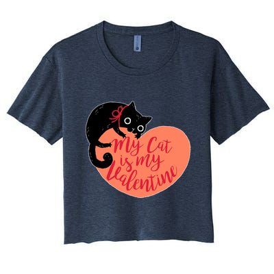 Funny Cute My Cat Is My Valentine Crop Top