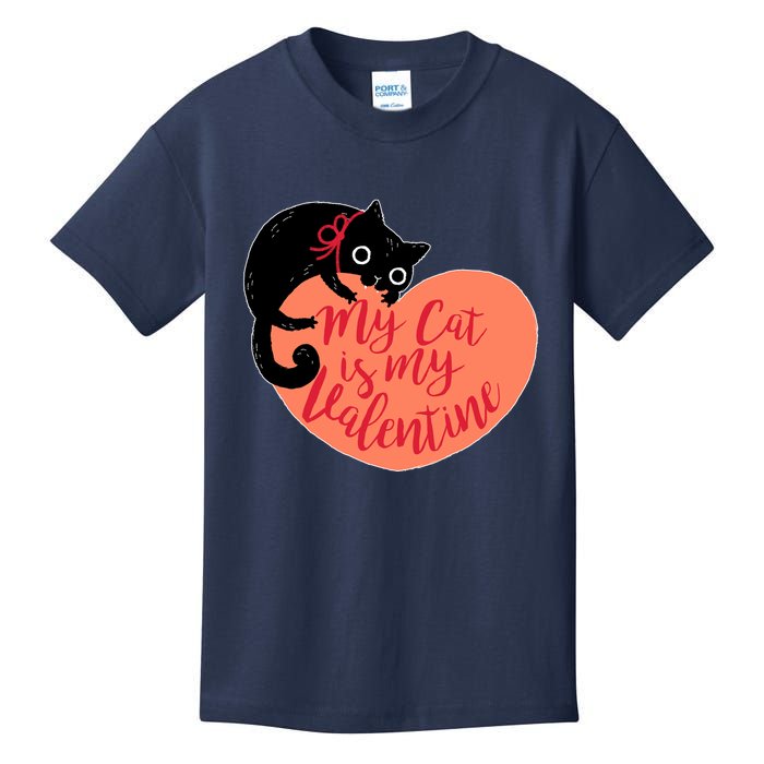 Funny Cute My Cat Is My Valentine Kids T-Shirt