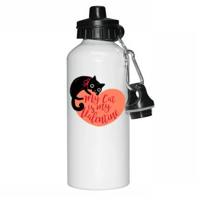 Funny Cute My Cat Is My Valentine Aluminum Water Bottle