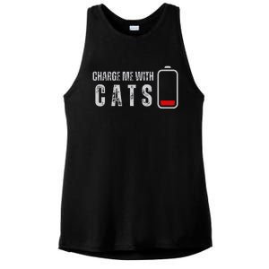 Funny Charge Me With Cats Cat Kitten Lover Ladies PosiCharge Tri-Blend Wicking Tank