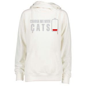 Funny Charge Me With Cats Cat Kitten Lover Womens Funnel Neck Pullover Hood