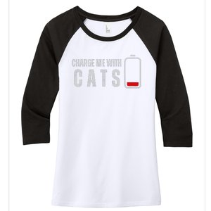 Funny Charge Me With Cats Cat Kitten Lover Women's Tri-Blend 3/4-Sleeve Raglan Shirt