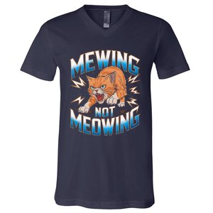 Funny Cat Meme Mewing Not Meowing Looksmax Cat Trend V-Neck T-Shirt