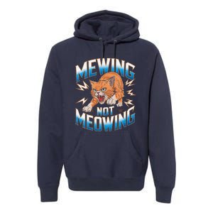 Funny Cat Meme Mewing Not Meowing Looksmax Cat Trend Premium Hoodie